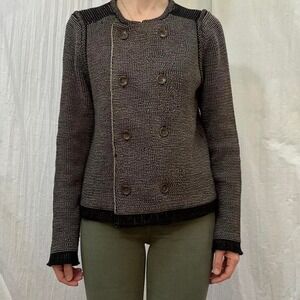 Black and Tan Knit Double Breasted Sweater by The Limited Small Military